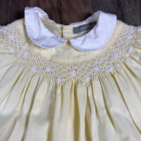 Les Petits Soleis Yellow Smocked Dress Baby Girl 12 Months Cotton, Preppy, Smock - Picture 2 of 7